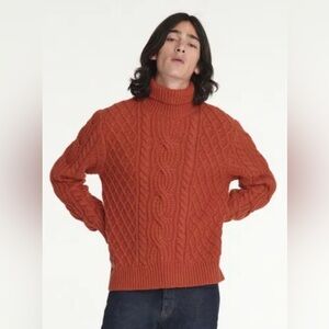 The Kooples Women’s Cable Knit Turtleneck Sweater in Rust Fr Sz 2 US 6 MSRP $325